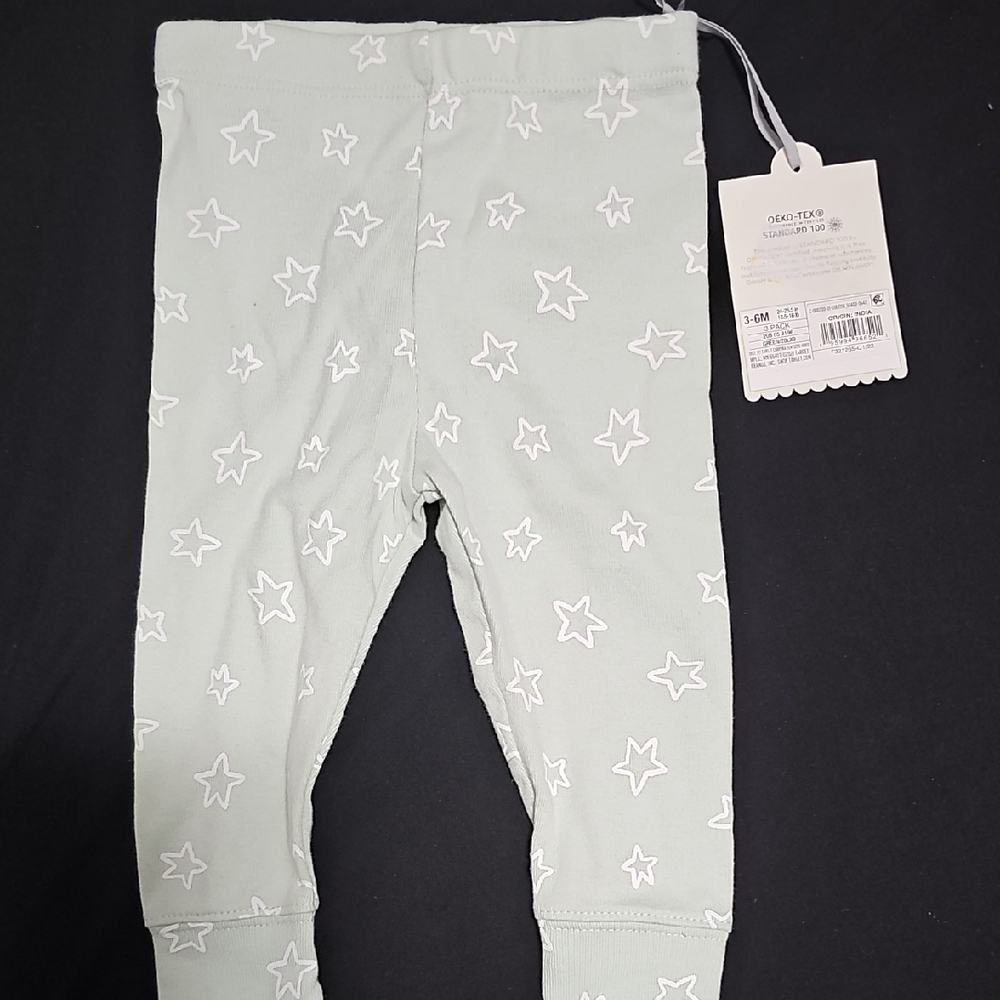 Mint Green Baby Leggings with White Stars
